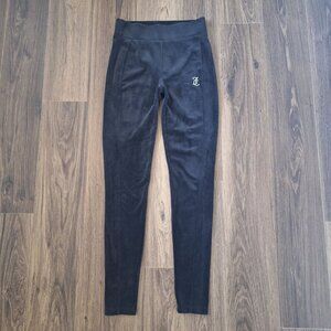💙 Juicy Couture Velour Black Soft Stretch Leggings Waist 27/28 Warm Cozy Fall W